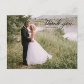 Classic Script Photo Wedding Dank u Briefkaart (Voorkant)