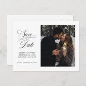 Classic Script Single Photo Save the Date Aankondigingskaart (Voorkant / Achterkant)