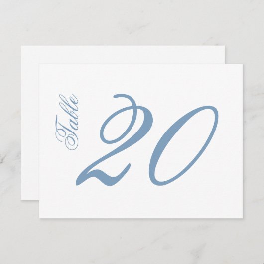 Classic Script Tabelnummers (blauw grijs / wit) Briefkaart (Voorkant / Achterkant)