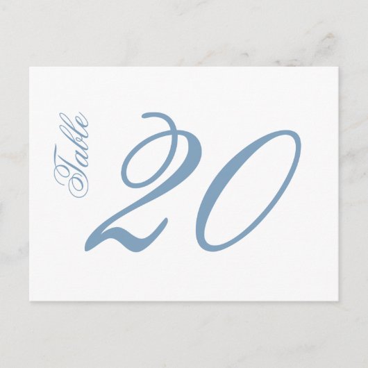 Classic Script Tabelnummers (blauw grijs / wit) Briefkaart (Voorkant)