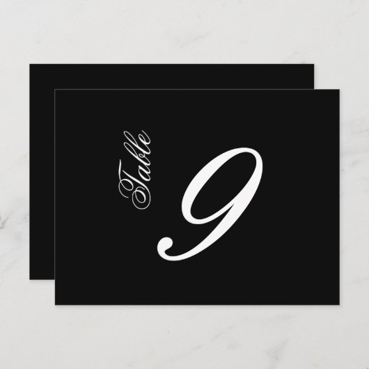 Classic Script Tabelnummers (wit / zwart) Briefkaart (Voorkant / Achterkant)