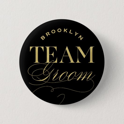 Classic Script Team Groom Wedding Party Button (Voorkant)