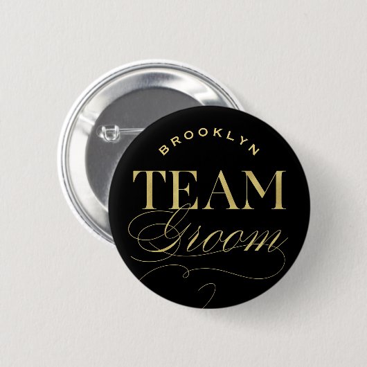 Classic Script Team Groom Wedding Party Button (Voorkant /achterkant)