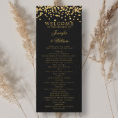 Classic Script Trouwprogramma Confetti Gold Black Kaart