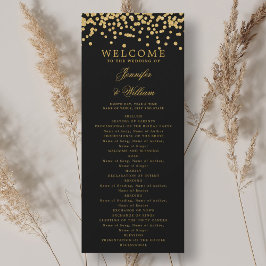 Classic Script Trouwprogramma Confetti Gold Black Kaart