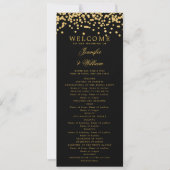 Classic Script Trouwprogramma Confetti Gold Black Kaart (Voorkant)