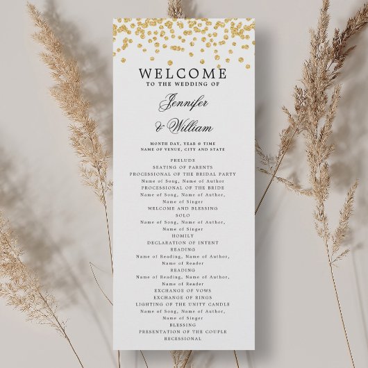 Classic Script Trouwprogramma Confetti Gold Kaart