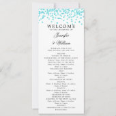 Classic Script Trouwprogramma Confetti Turquoise Kaart (Voorkant)