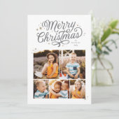 Classic Script Vrolijk Kerstfeest Multi Photo Holi Feestdagenkaart (Staand voorkant)
