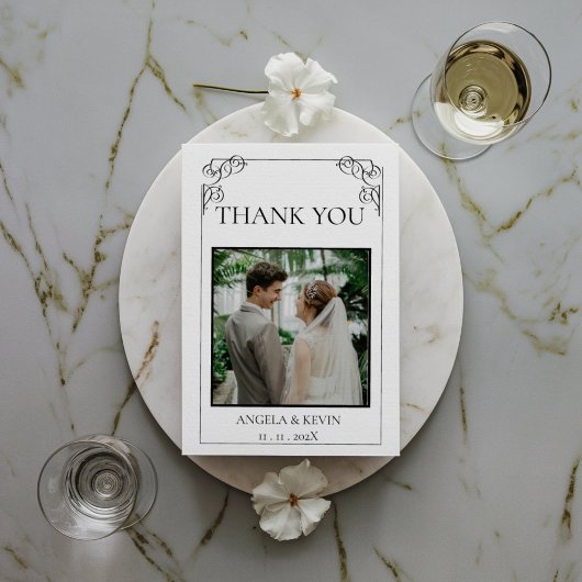 Classic Script Wedding Dank u kaart met aangepaste