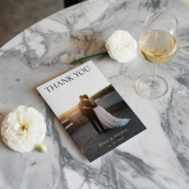 Classic Script Wedding Dank u kaart met foto