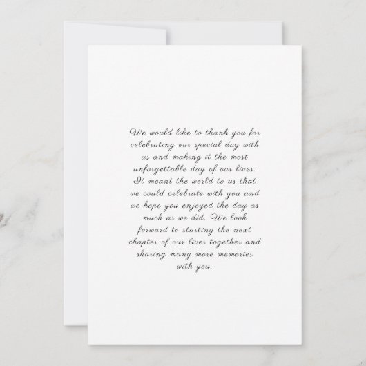 Classic Script Wedding Photo Thank You Card Bedankkaart (Achterkant)