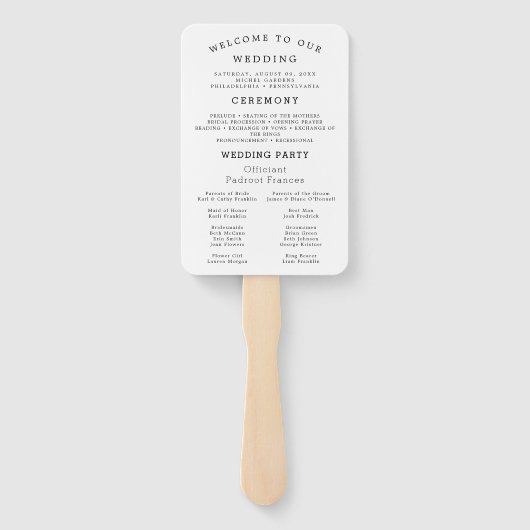 Classic Script Wedding Program and Timeline Handwaaier (Achterkant)