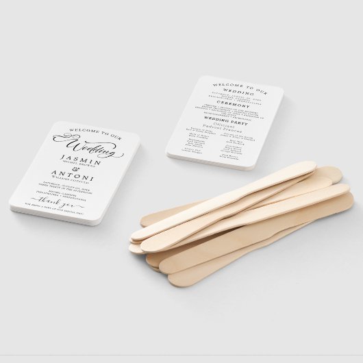 Classic Script Wedding Program and Timeline Handwaaier (Niet-gemonteerd)