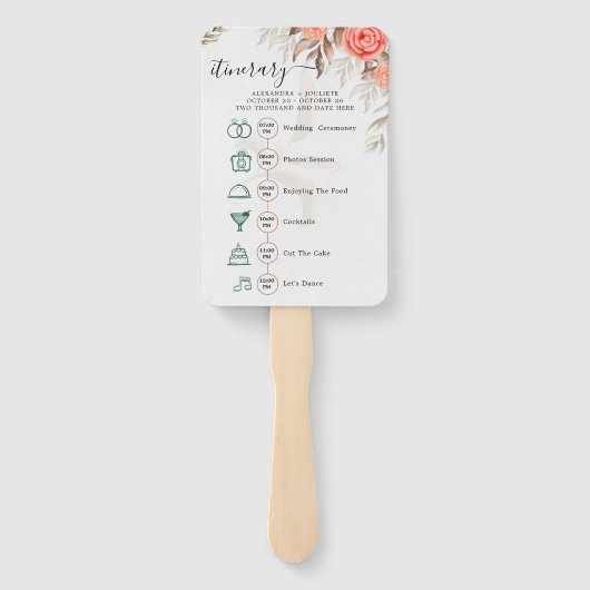 Classic Script Wedding Programma en Tijdlijn Hand  Handwaaier (Achterkant)