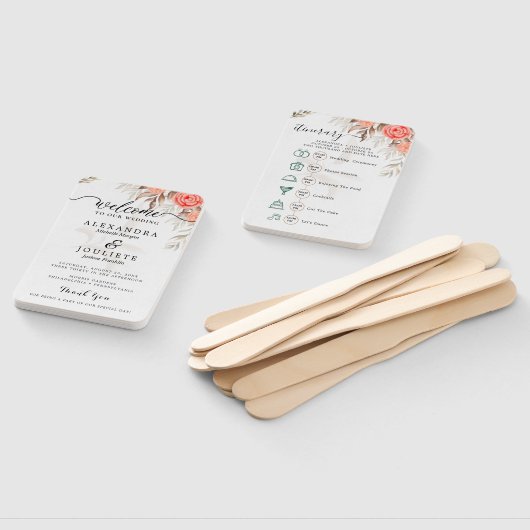 Classic Script Wedding Programma en Tijdlijn Hand  Handwaaier (Niet-gemonteerd)