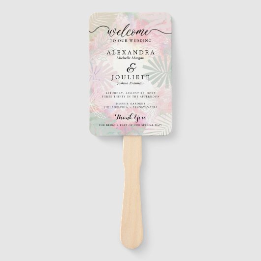 Classic Script Wedding Programma en Tijdlijn Hand  Handwaaier (Voorkant)