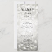 Classic Script Wedding Programma Zilveren Bokeh Li (Voorkant)