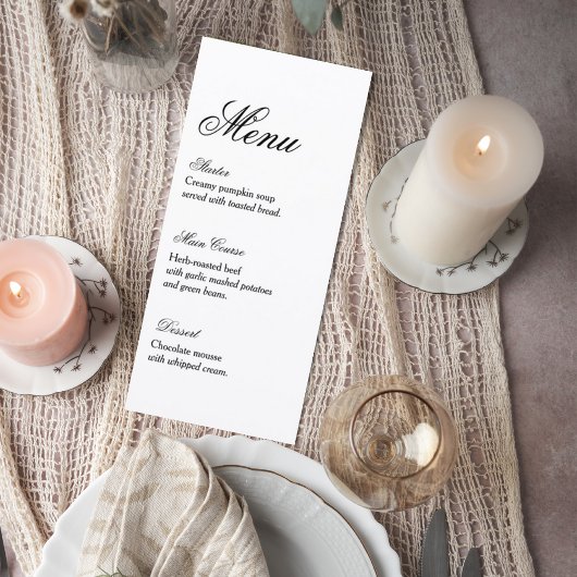 Classic Script Wedding Reception Menu