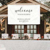 Classic Script Welcome Wedding Hanging Sign Spandoek
