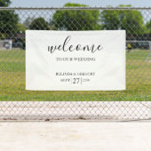 Classic Script Welcome Wedding Hanging Sign  Spandoek (Insitu)