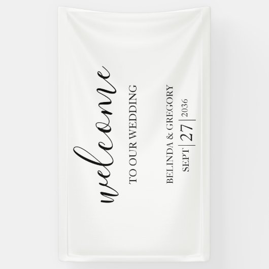 Classic Script Welcome Wedding Hanging Sign Spandoek (Verticaal)
