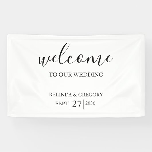 Classic Script Welcome Wedding Hanging Sign Spandoek (Horizontaal)