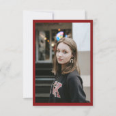 Classic Script Wine Red Coquette Graduation Photo Bedankkaart (Achterkant)