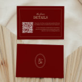 Classic Script Wine Red QR Code Wedding Details Informatiekaartje