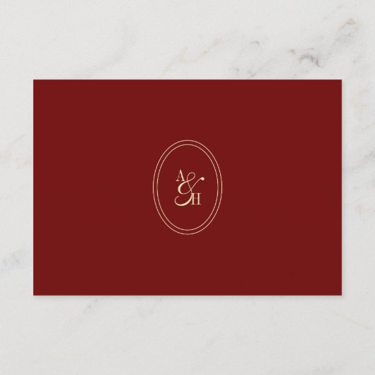 Classic Script Wine Red QR Code Wedding Details Informatiekaartje (Achterkant)