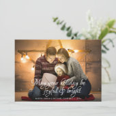 Classic Scripted Wish Ruby Rood Foto Kerstmis Feestdagenkaart (Staand voorkant)