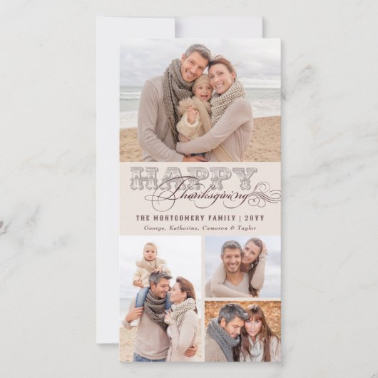  Classic Scrolls Happy Thanksgiving 4 Foto Feestdagenkaart (Voorkant)