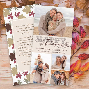 Classic Scrolls Happy Thanksgiving 4 Foto Feestdagenkaart