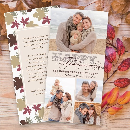  Classic Scrolls Happy Thanksgiving 4 Foto Feestdagenkaart