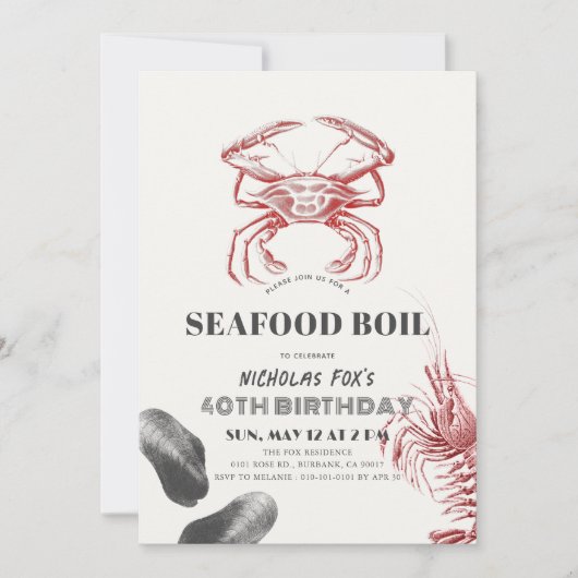 Classic Seafood Boil Verjaardag uitnodiging (Voorkant)