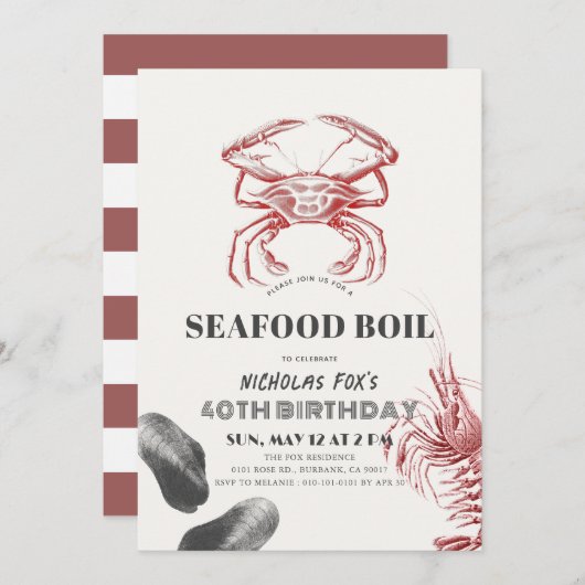 Classic Seafood Boil Verjaardag uitnodiging (Voorkant / Achterkant)