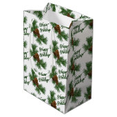 Classic Seasonal Pinecones Prettige feestdagen Wis Medium Cadeauzakje (Achterkant Gekanteld)