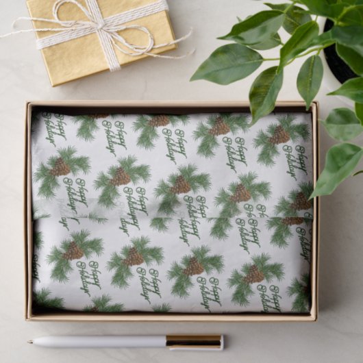 Classic Seasonal Pinecones Prettige feestdagen Wis Tissuepapier (Geschenk)