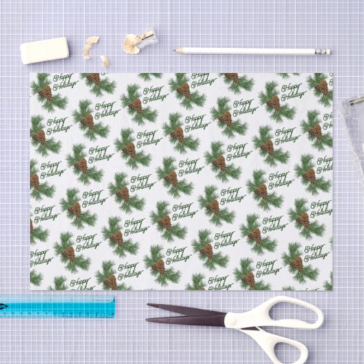 Classic Seasonal Pinecones Prettige feestdagen Wis Tissuepapier (Craft)