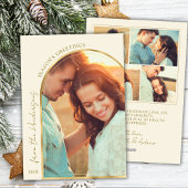 Classic Season's Greetings Gold Arch Paar Foto Feestdagenkaart