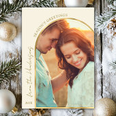 Classic Season's Greetings Gold Arch Paar Foto Feestdagenkaart
