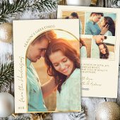 Classic Season's Greetings Gold Arch Paar Foto Feestdagenkaart
