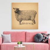 Classic Sheep Art Illustratie Antiek Boerderij Ani Canvas Afdruk (Insitu (Woonkamer))