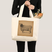Classic Sheep Art Illustratie Antiek Boerderij Ani Grote Tote Bag (Voorkant (product))