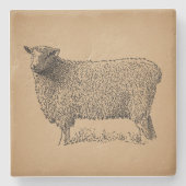 Classic Sheep Art Illustratie Antiek Boerderij Ani Stenen Onderzetter (Voorkant)