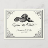 Classic Shells Black Cream Save the Date Briefkaar Aankondigingskaart (Voorkant)