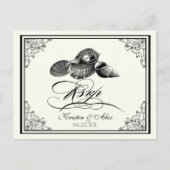 Classic Shells Zwart Cream Bruiloft Briefkaart RSV (Voorkant)