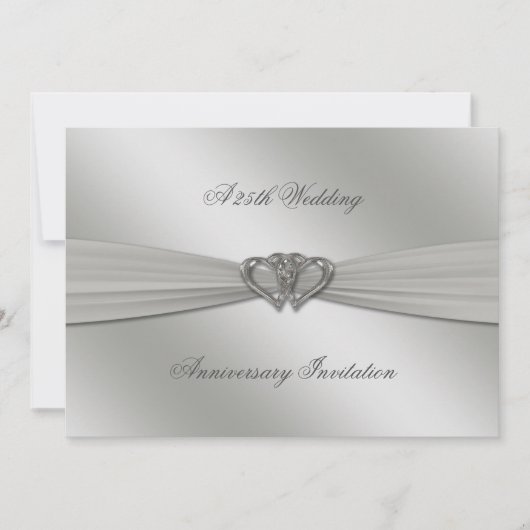 Classic Silver 25th Wedding Jubileum 5x7 Uitnodige Kaart (Voorkant)