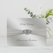 Classic Silver 25th Wedding Jubileum 5x7 Uitnodige Kaart (Staand voorkant)