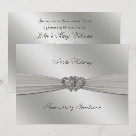 Classic Silver 25th Wedding Jubileum 5x7 Uitnodige Kaart (Voorkant / Achterkant)